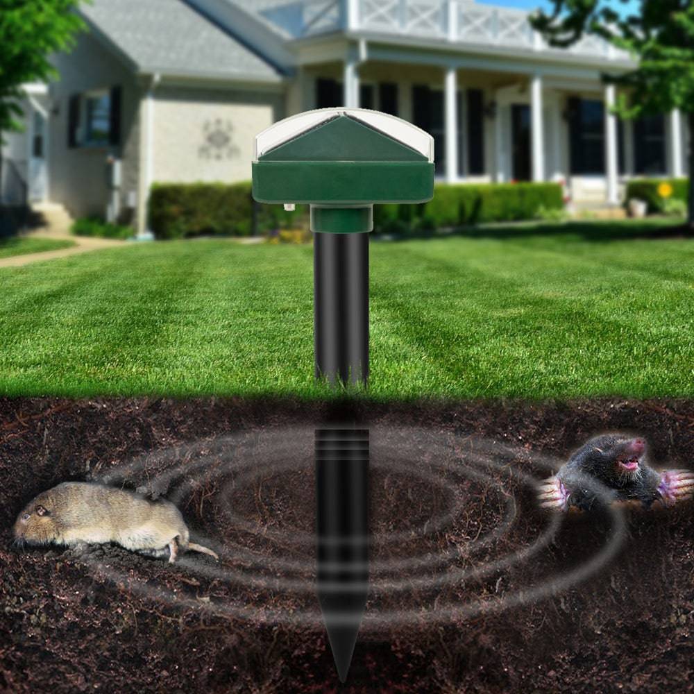 #1 Solar-Powered Mole, Vole, Gopher & Groundhog Repellent - Ultrasonic Stake Gets Rid Of Burrowing Animals From Lawn, Garden & Yard In 3 Weeks